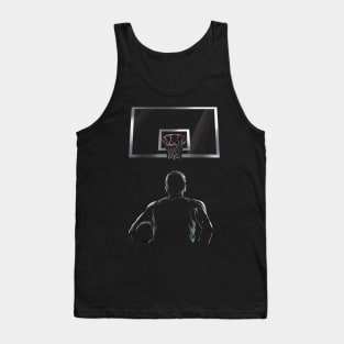 Basketball Player With Basketball In Front Of Ring Tank Top